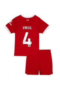 Liverpool Virgil van Dijk #4 Babyklær Hjemme Fotballdrakt til barn 2023-24 Korte ermer (+ Korte bukser)